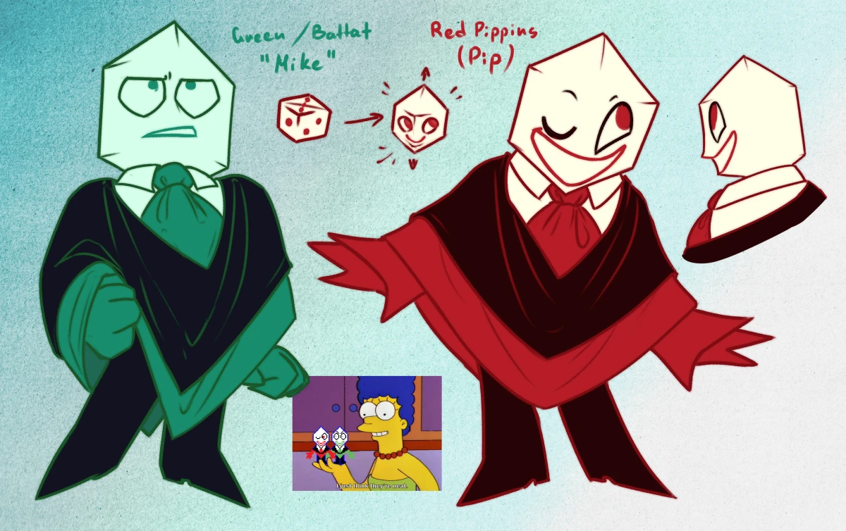 Digital doodles of the Green Pippins (Battat) and a Red pippins