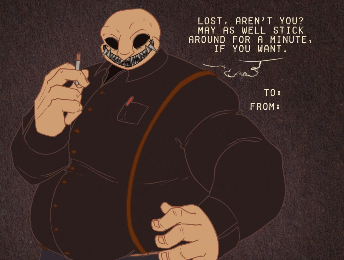 Ditto, he says: 'Lost, aren't you? May as well stick around for a minute, if you want.'