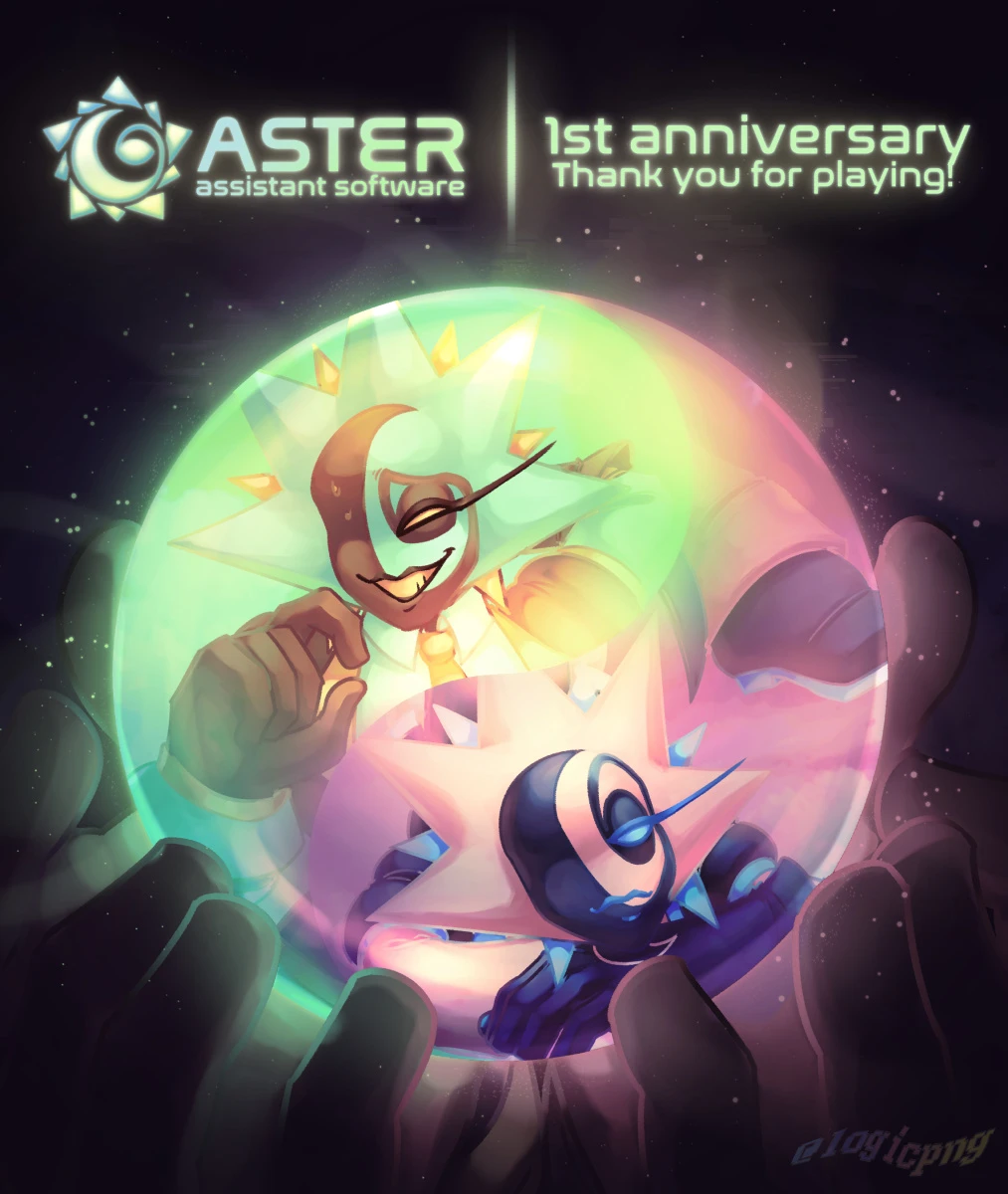 Rigel and Vega in a sphere, for Aster Assistant Software ukagaka's first anniversary.