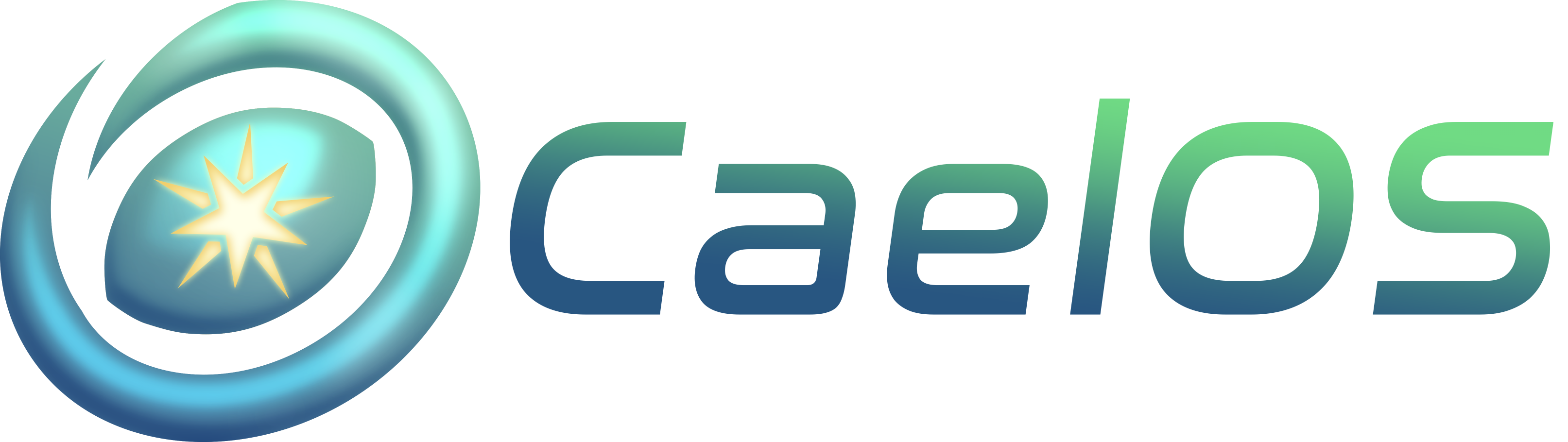 CaelOS logo, an almond shape resembling an eye with a star in the middle, surounded by an ellipsoid stroke